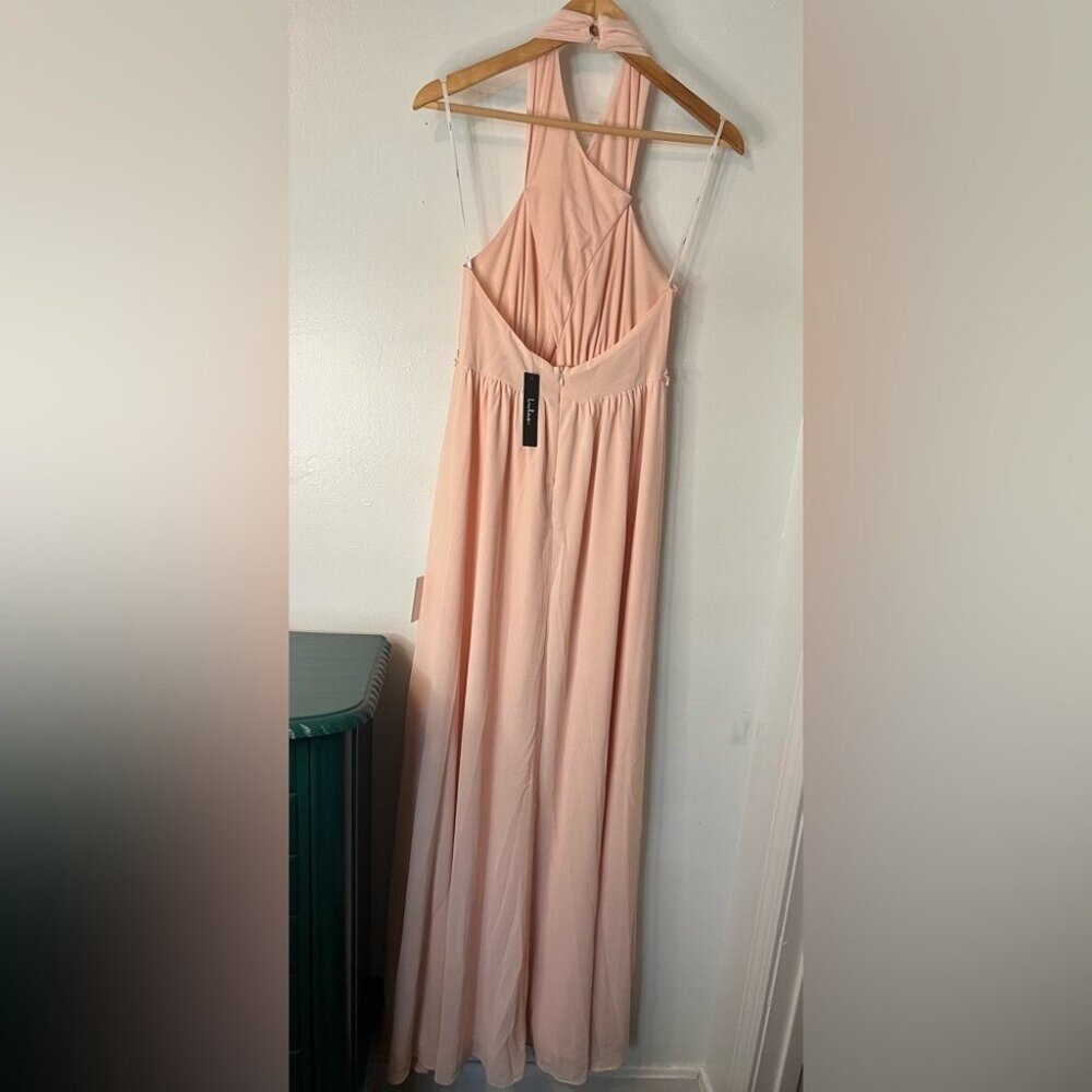 Lulu’s NWT Don't Let Go True Blush Halter Maxi Chiffon Prom Formal Dress Sz S - Picture 12 of 13